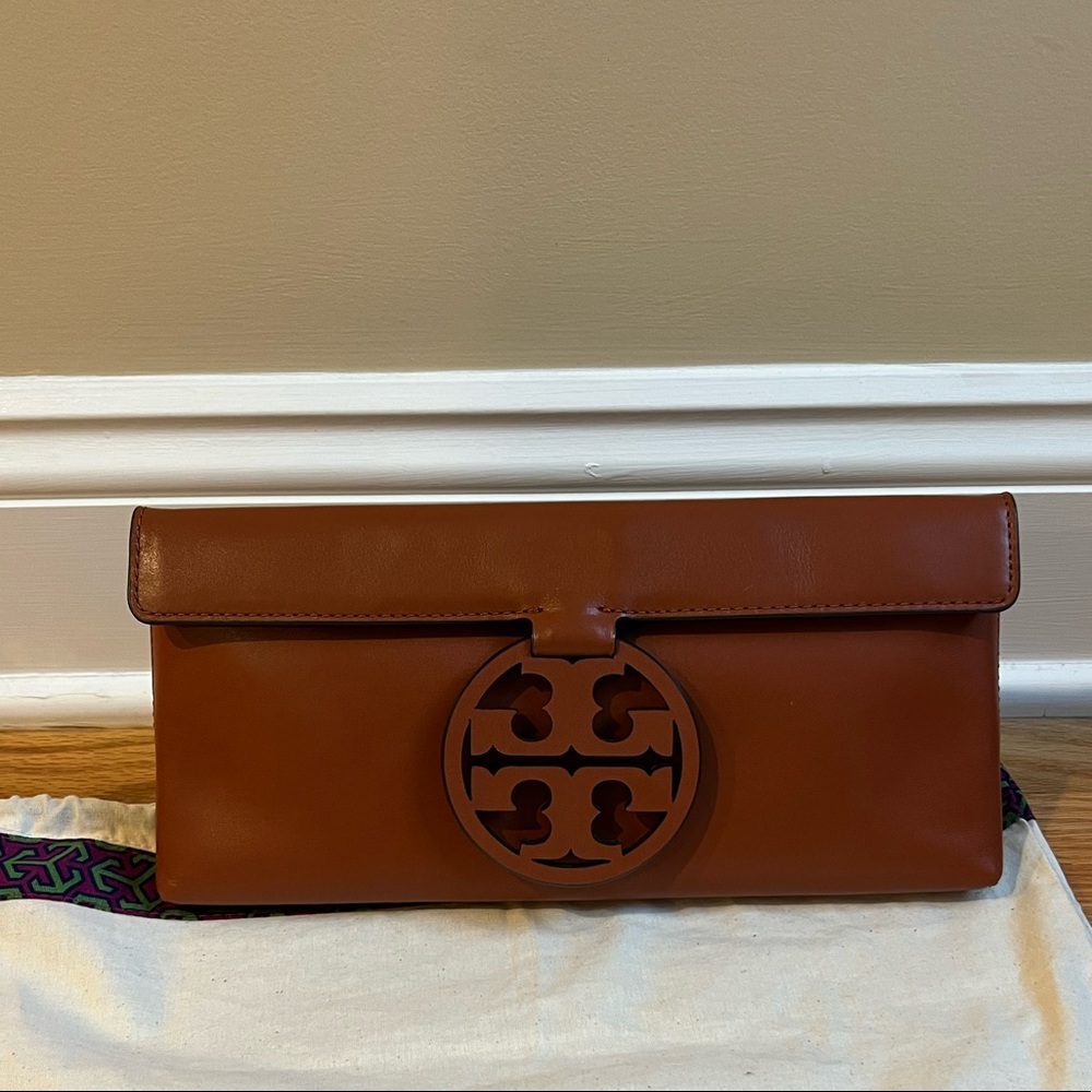 Tory Burch miller clutch in brown